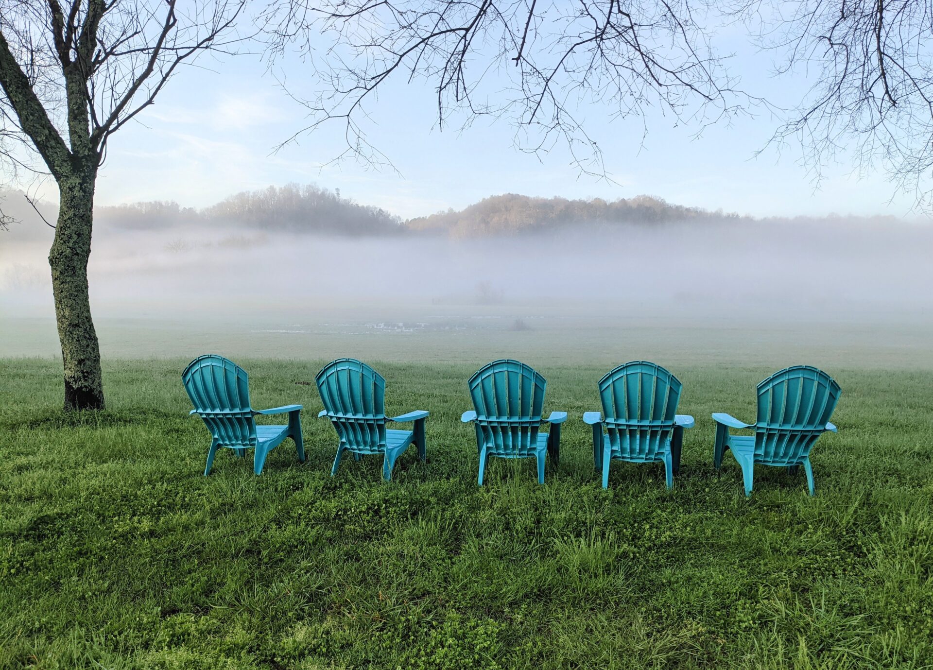 chairs in fog
